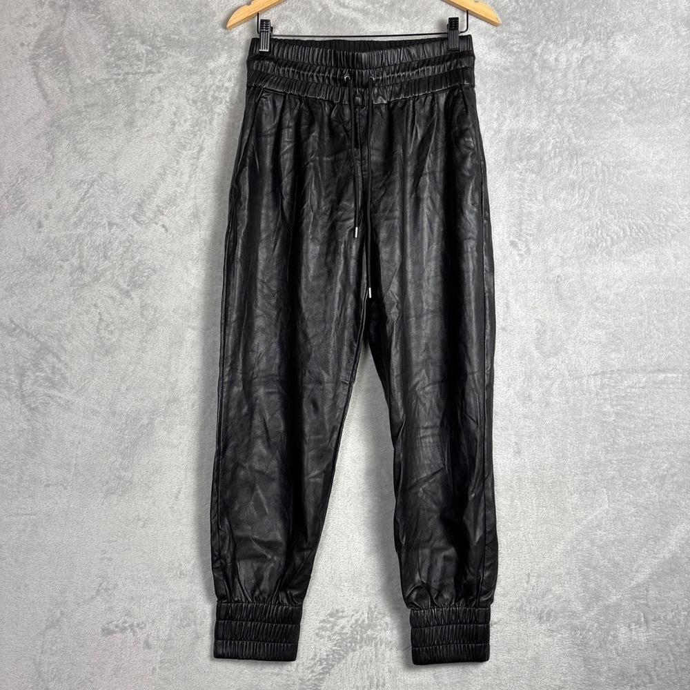 Dynamite Joggers Faux Leather Pants Elastic Waist Drawstring Cuffed Womens‎ M